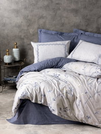 L'essentiel linge de maison Nitsa - Azul oscuro y blanco